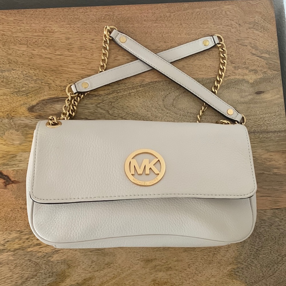 [Michael Kors] White/Gold Leather Handbag